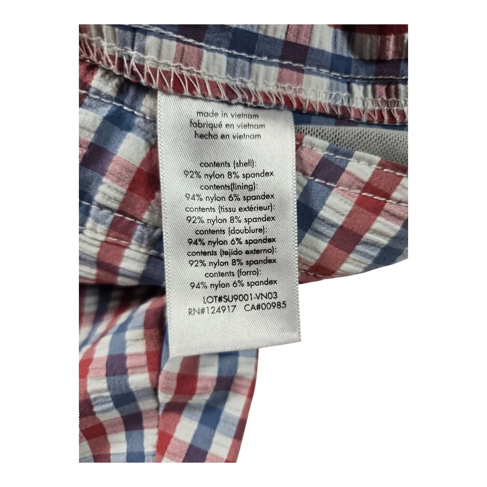 Men's Onia Checkered Swim Shorts - Red, Blue, White Sz XL